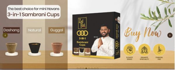 Zed Black 3 in 1 Sambrani Cups Sambran